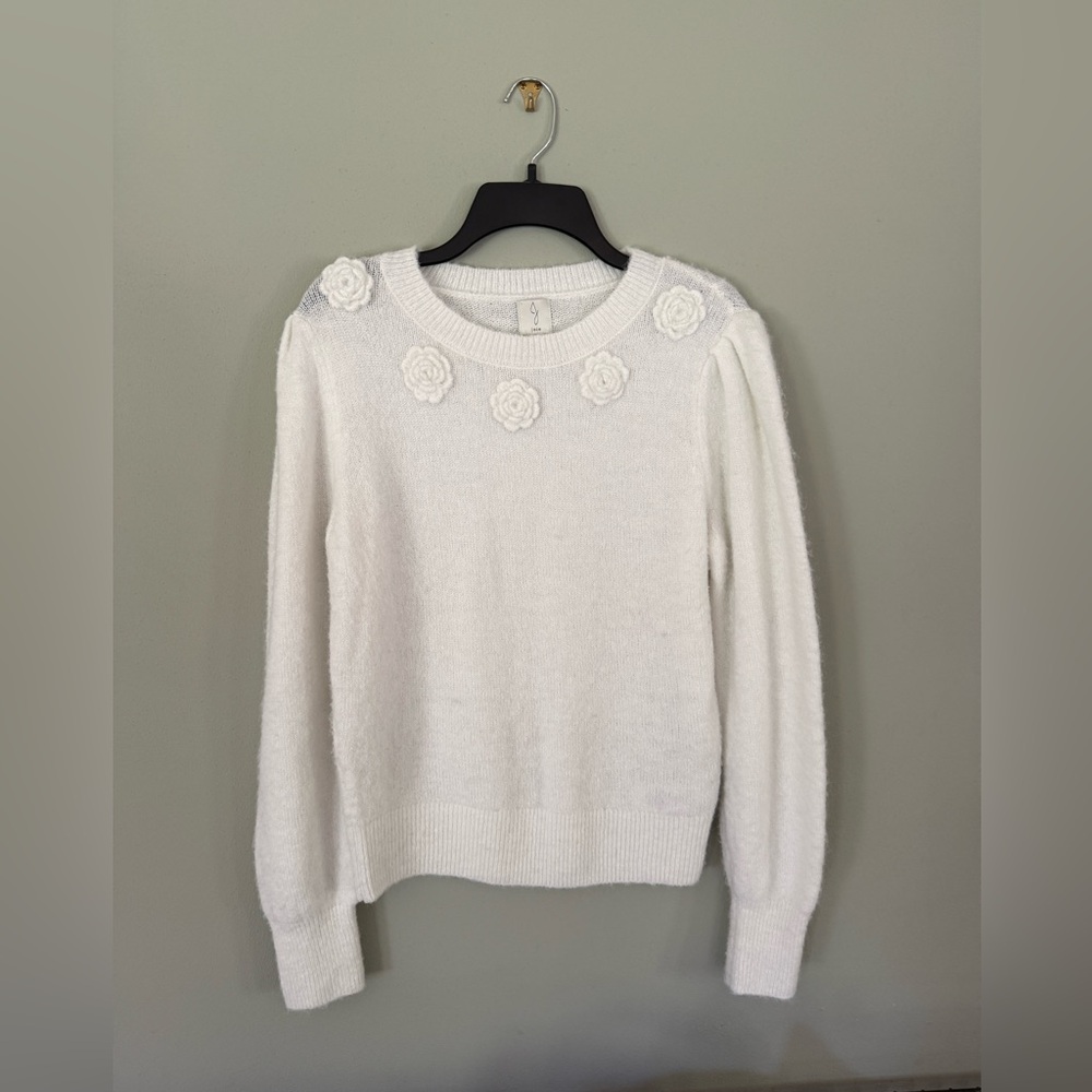 Joie white flower knit sweater – Size M